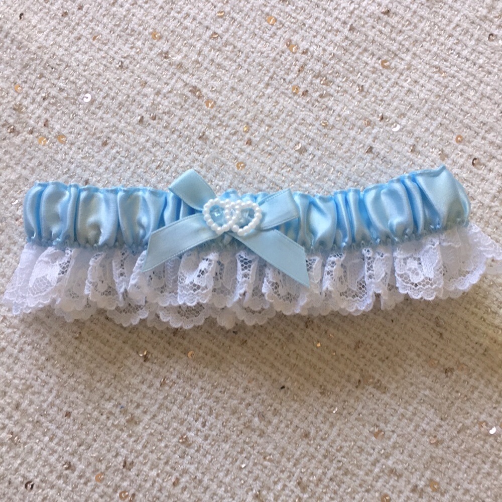Light blue bridal garter